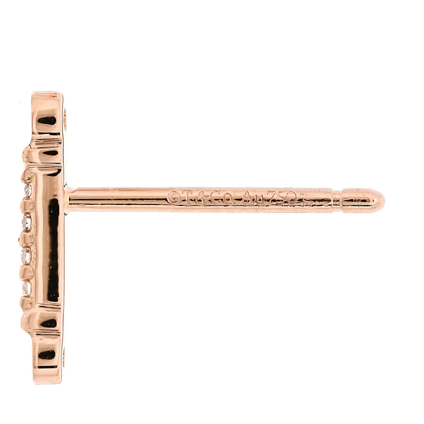 18K Rose Gold Diamond Fleur de Lis Key Bar Earrings