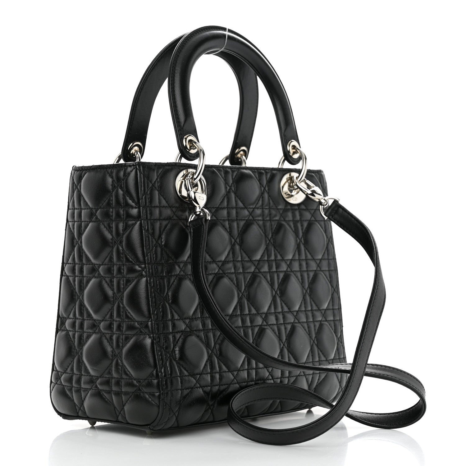 Christian Dior Lambskin Cannage Medium Lady Dior Black 3 of 12