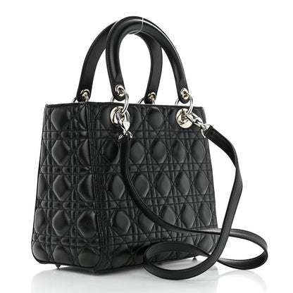 Christian Dior Lambskin Cannage Medium Lady Dior Black 3 of 12