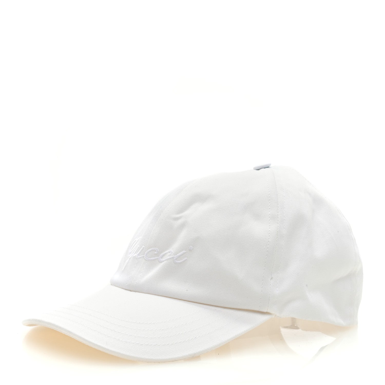 Gucci Cotton Embroidered Logo Script Baseball Hat M Great White 1 of 8