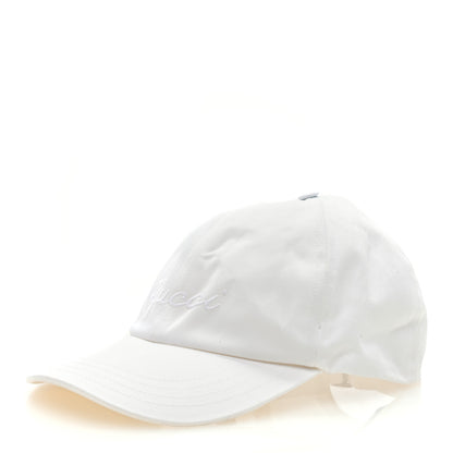 Gucci Cotton Embroidered Logo Script Baseball Hat M Great White 1 of 8