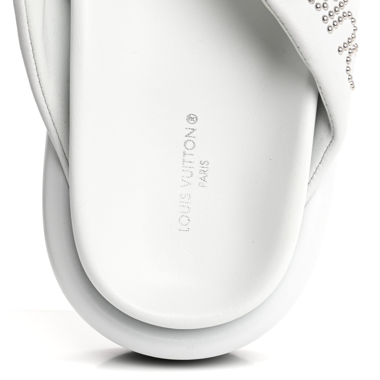 Louis Vuitton Calfskin Logo Studded Pillow Flat Thong Sandals 35 White 7 of 11