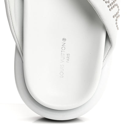 Louis Vuitton Calfskin Logo Studded Pillow Flat Thong Sandals 35 White 7 of 11