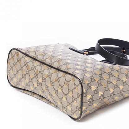 Gucci Soft GG Supreme Monogram Bees Small Crossbody Tote Beige Oro Black 6 of 8