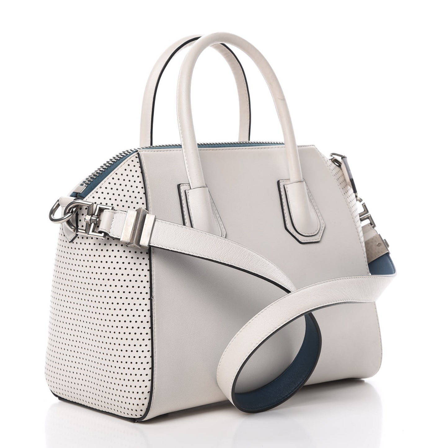 Lambskin Perforated Small Antigona White