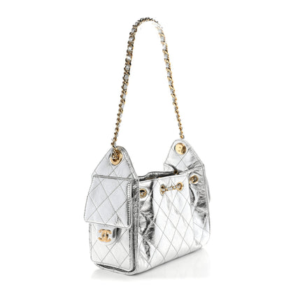 Chanel Metallic Aged Calfskin Quilted Mini Chanel 25 Handbag Silver 3 of 11