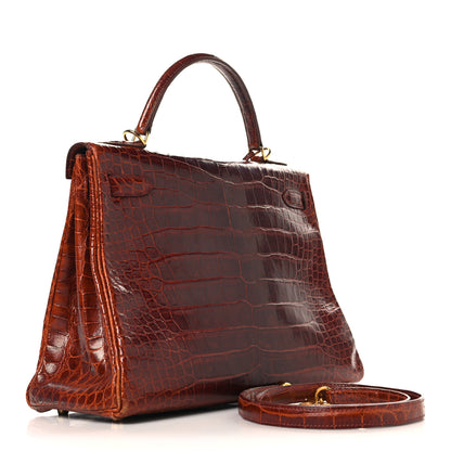 Hermes Shiny Alligator Kelly Retourne 32 Miel 2 of 12