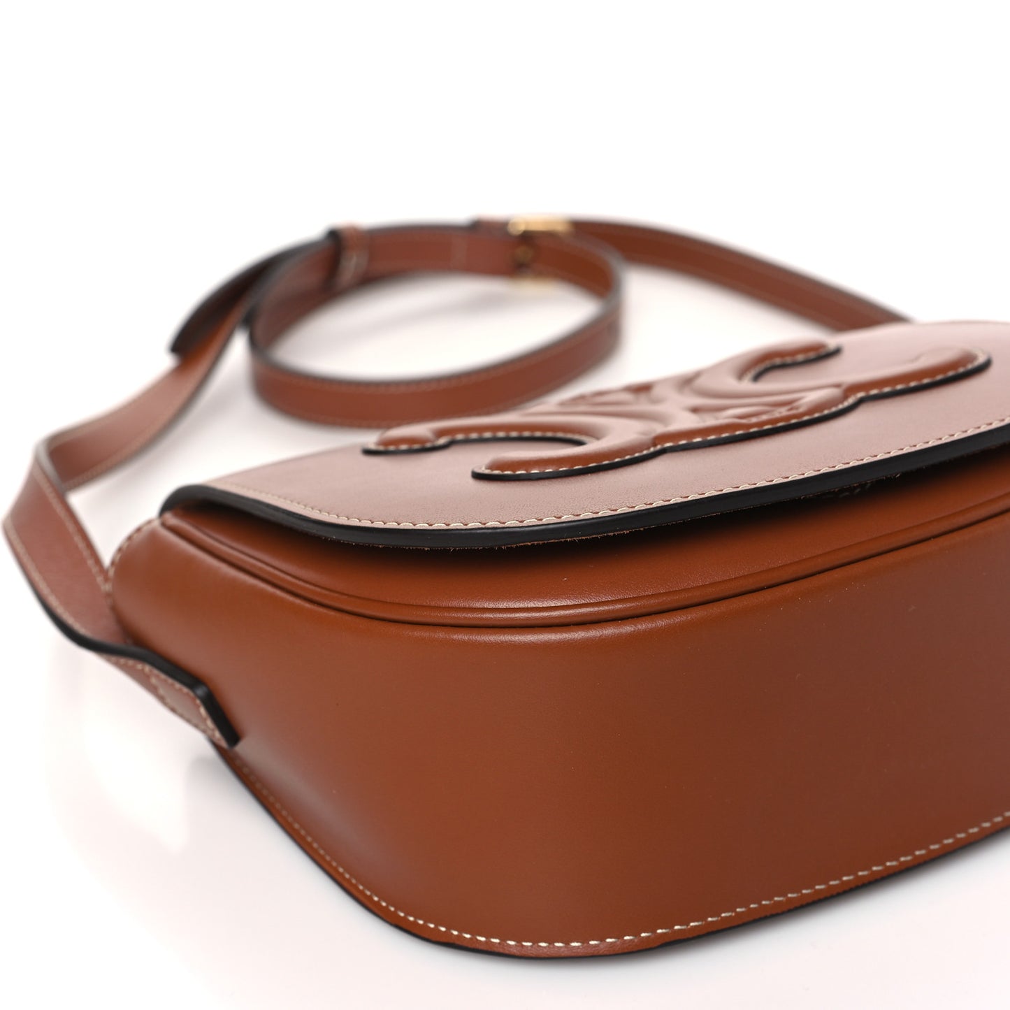 Smooth Calfskin Cuir Triomphe Folco Crossbody Bag Tan