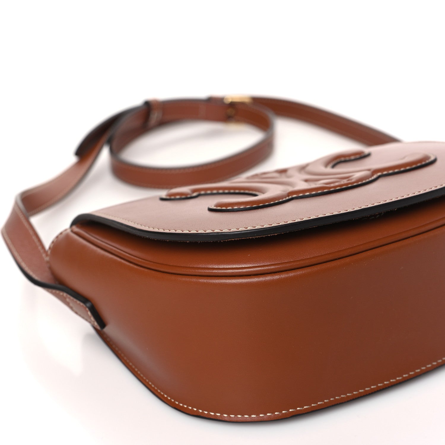 Celine Smooth Calfskin Cuir Triomphe Folco Crossbody Bag Tan 8 of 9