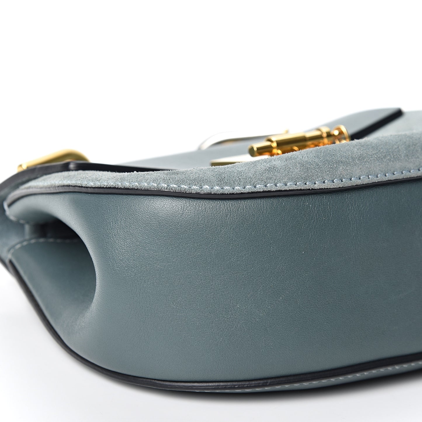 Suede Smooth Calfskin Mini Drew Shoulder Bag Cloudy Blue