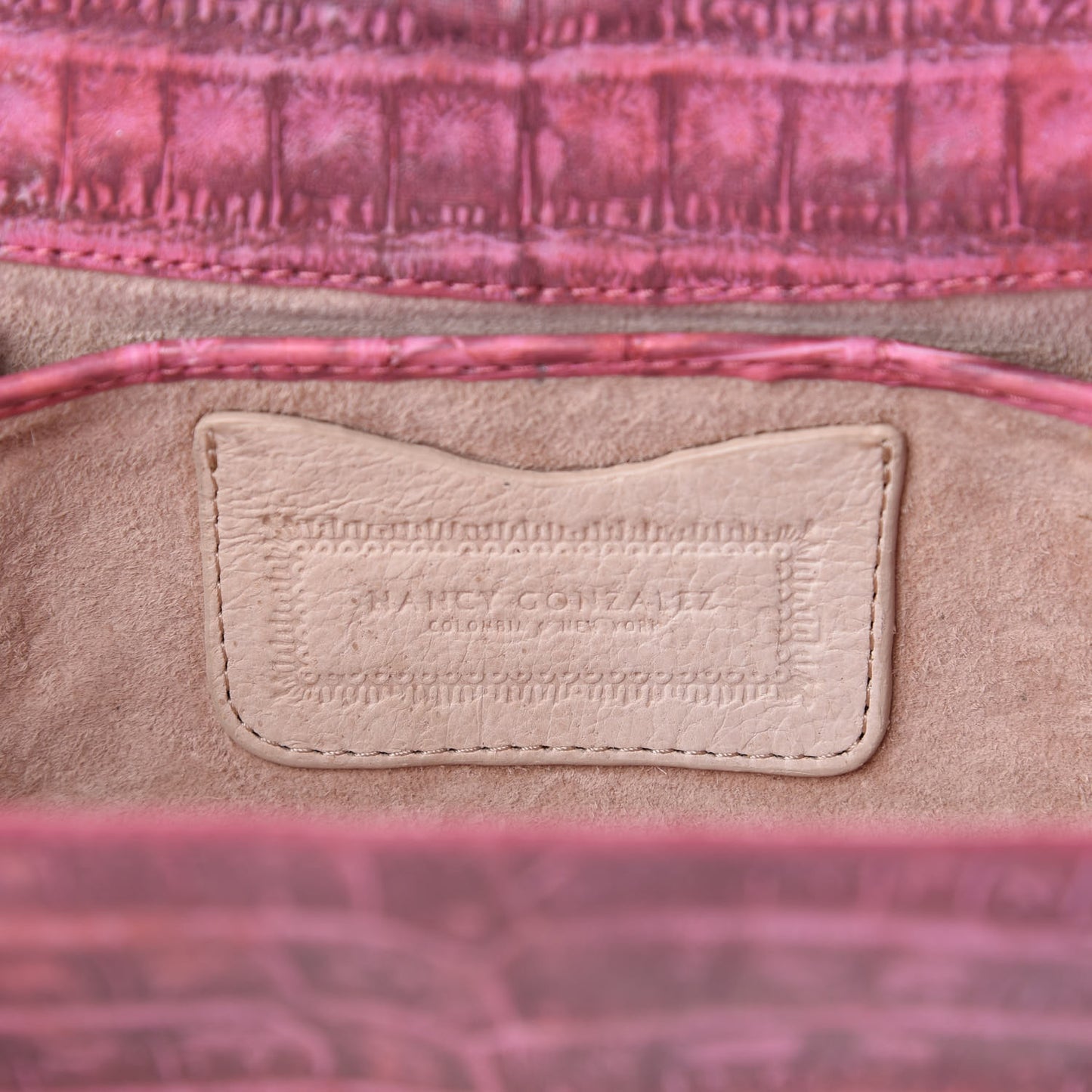 Metallic Crocodile Clutch Pink