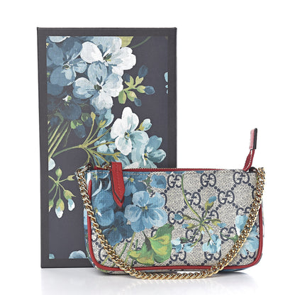Gucci GG Supreme Monogram Blooms Mini Chain Bag Beige Blue Navy Hibiscus Red 10 of 10