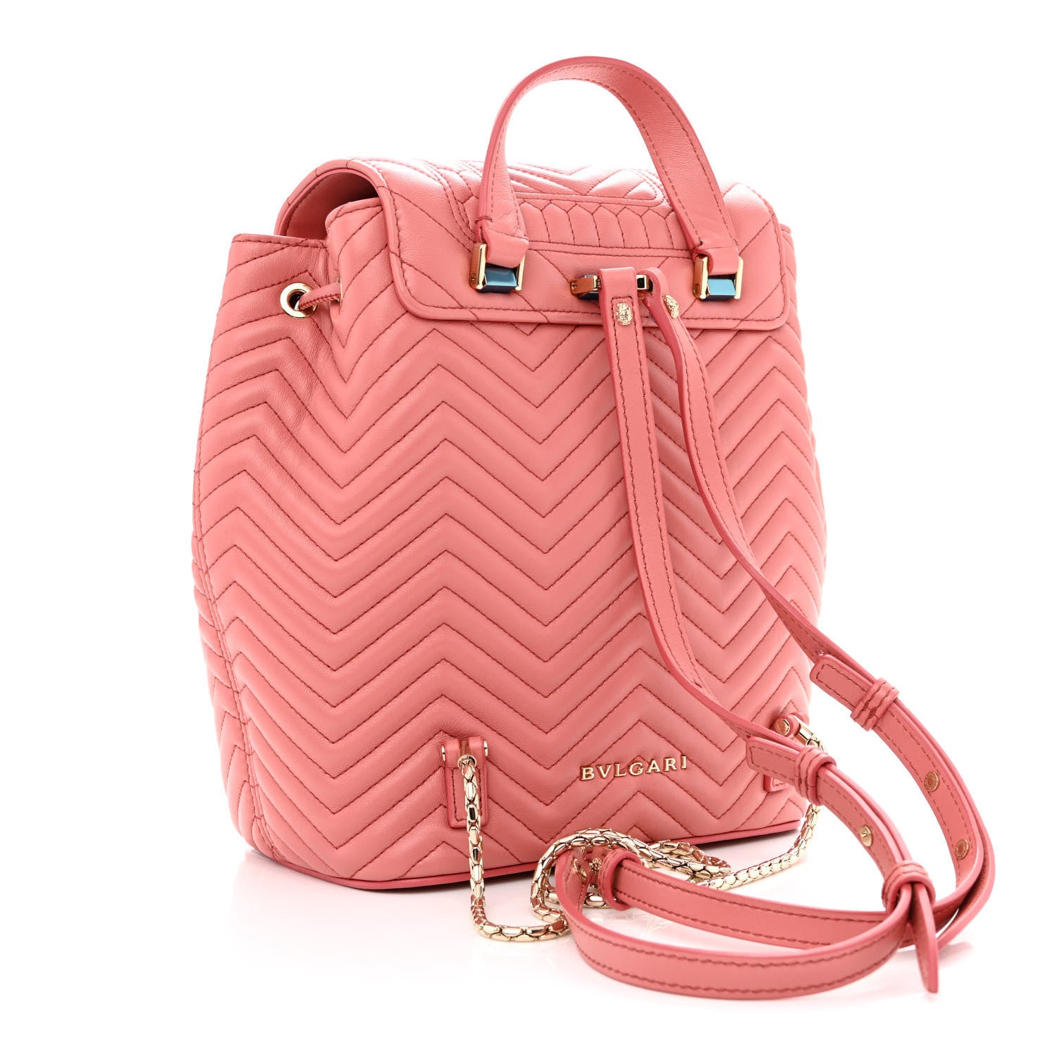 Bulgari Calfskin Quilted Serpenti Forever Backpack Pink 3 of 11