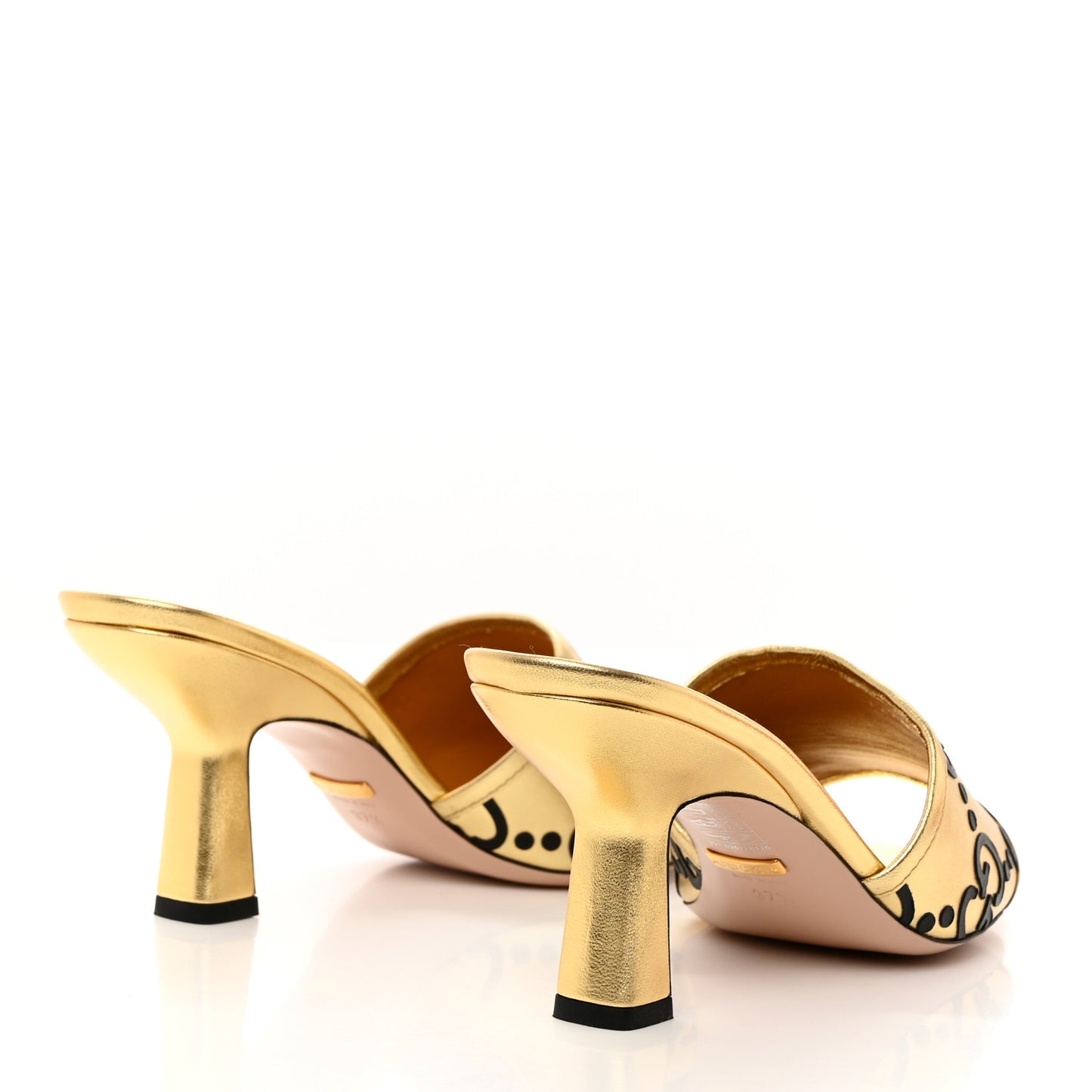 X ADIDAS Nappa Silk Charlotte Monogram Jumbo GG Trefoil 75mm Slide Sandals 37.5 King Gold Black