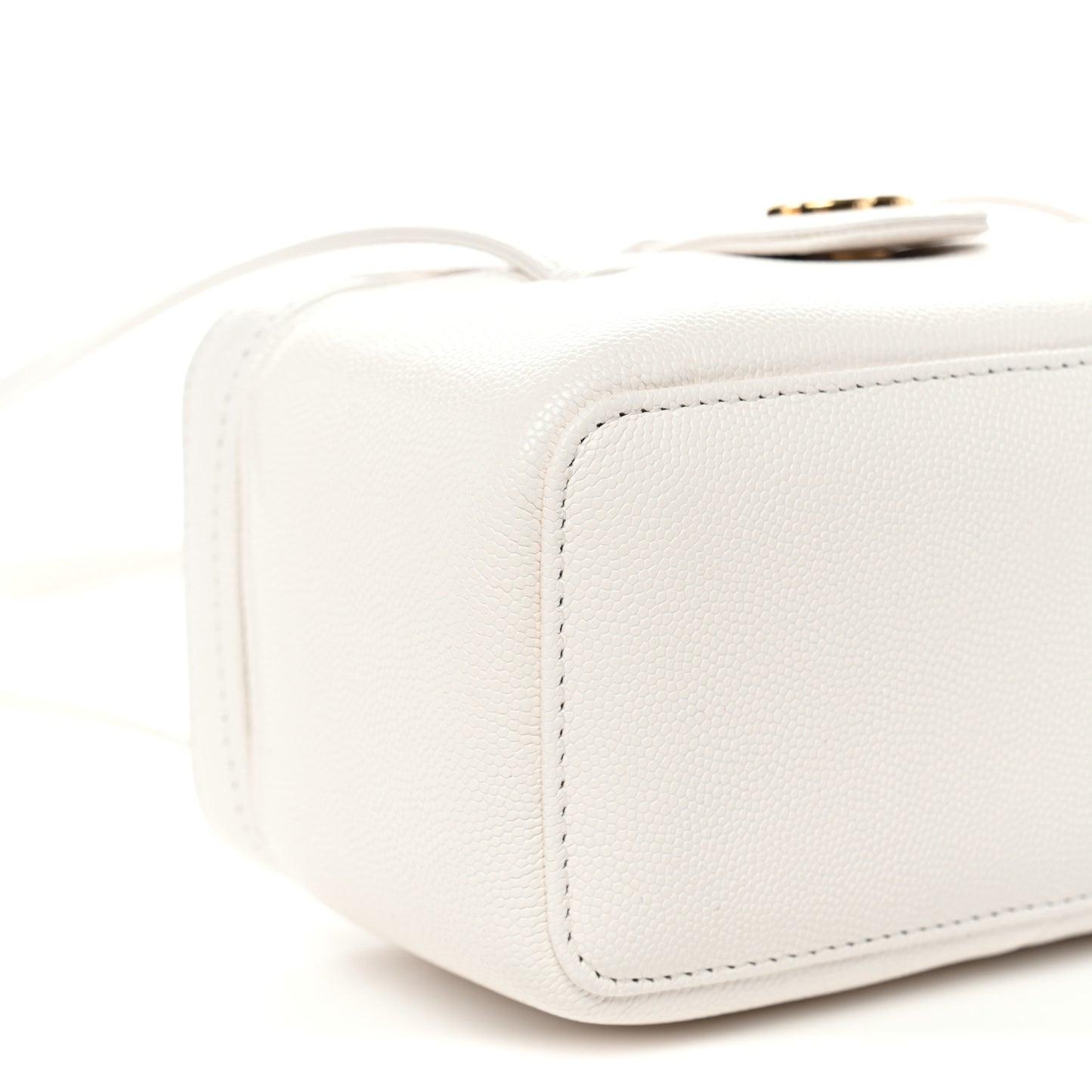 Shiny Caviar Preppy Coco Long Vanity With Strap White