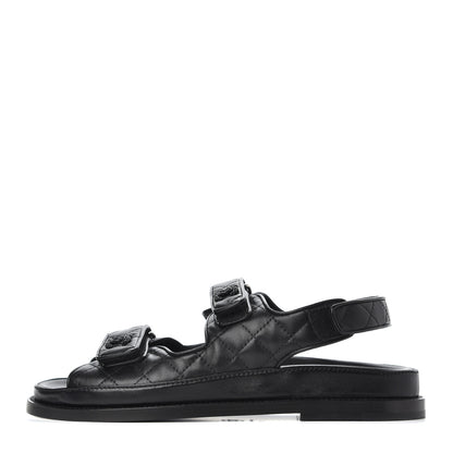 Chanel Lambskin Velcro Dad Sandals 39 Black 1 of 15