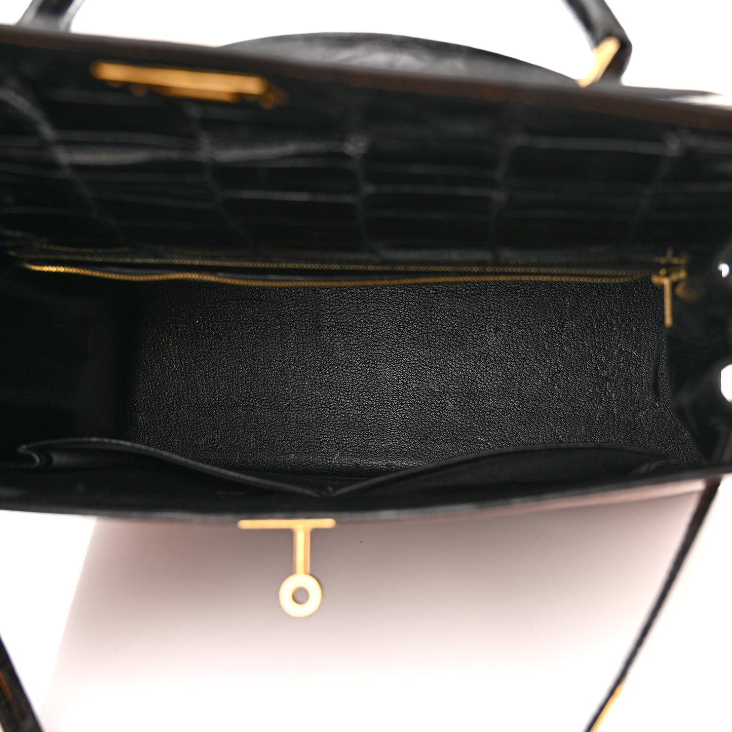 Shiny Alligator Kelly Sellier 32 Miel Gris Fonce Black