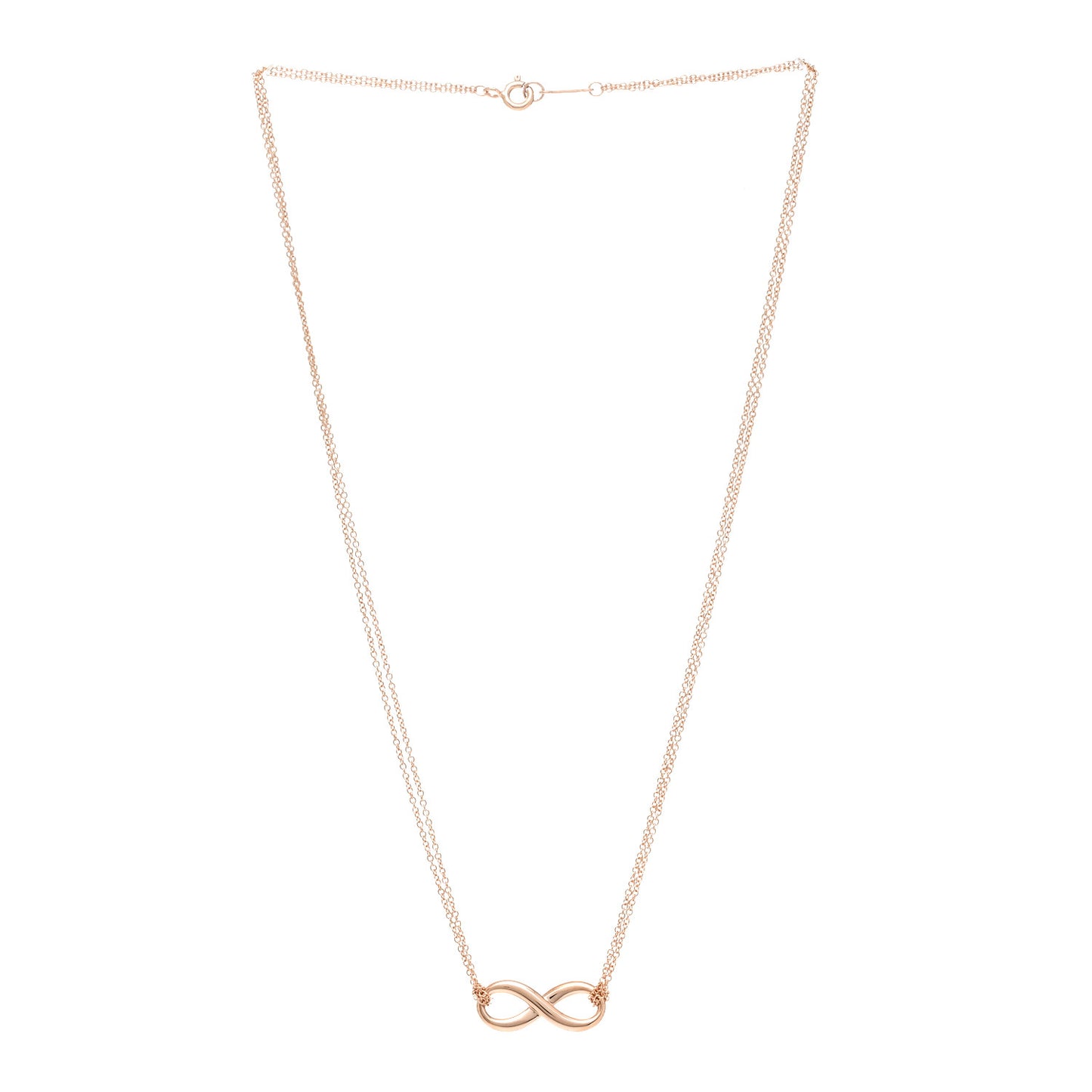 18K Rose Gold Infinity Double Chain Pendant Necklace