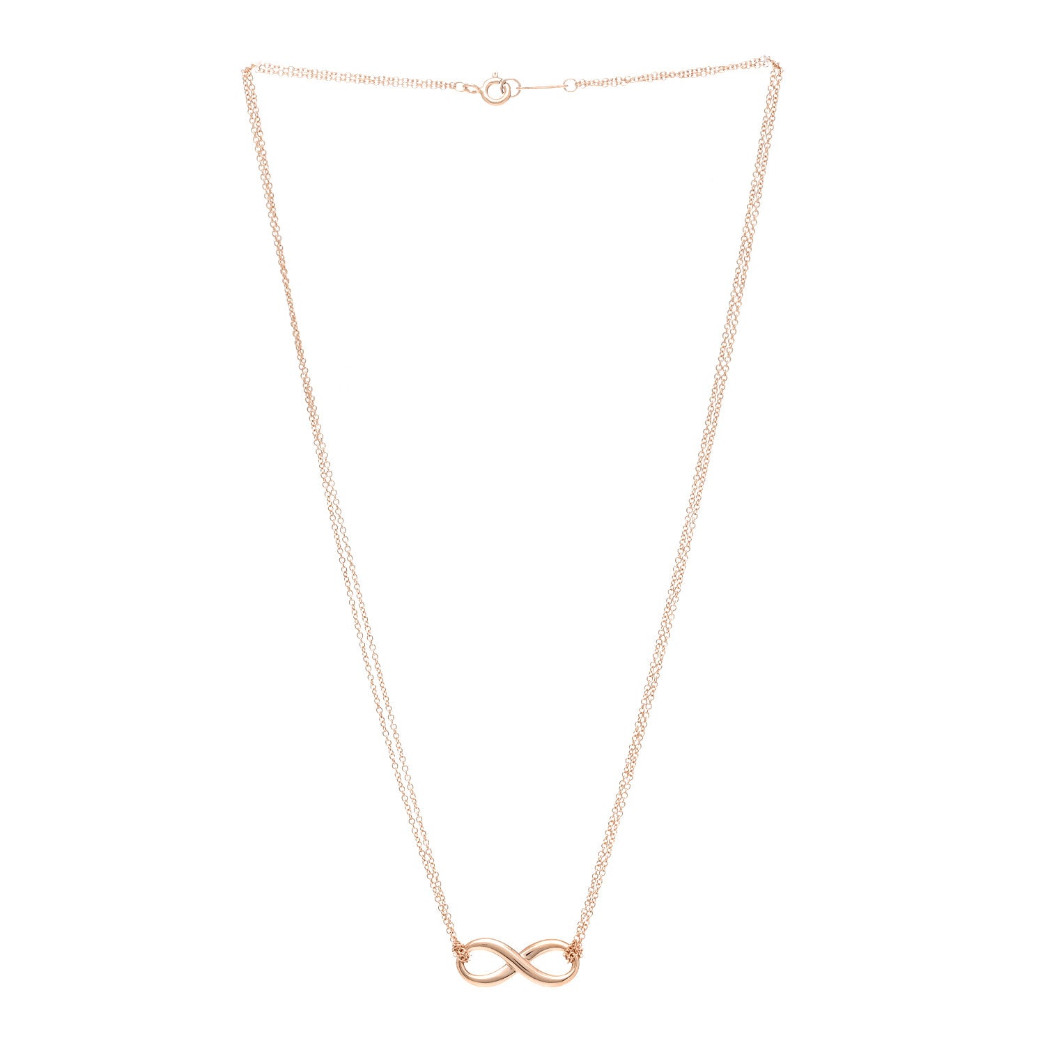 Tiffany 18K Rose Gold Infinity Double Chain Pendant Necklace 3 of 6