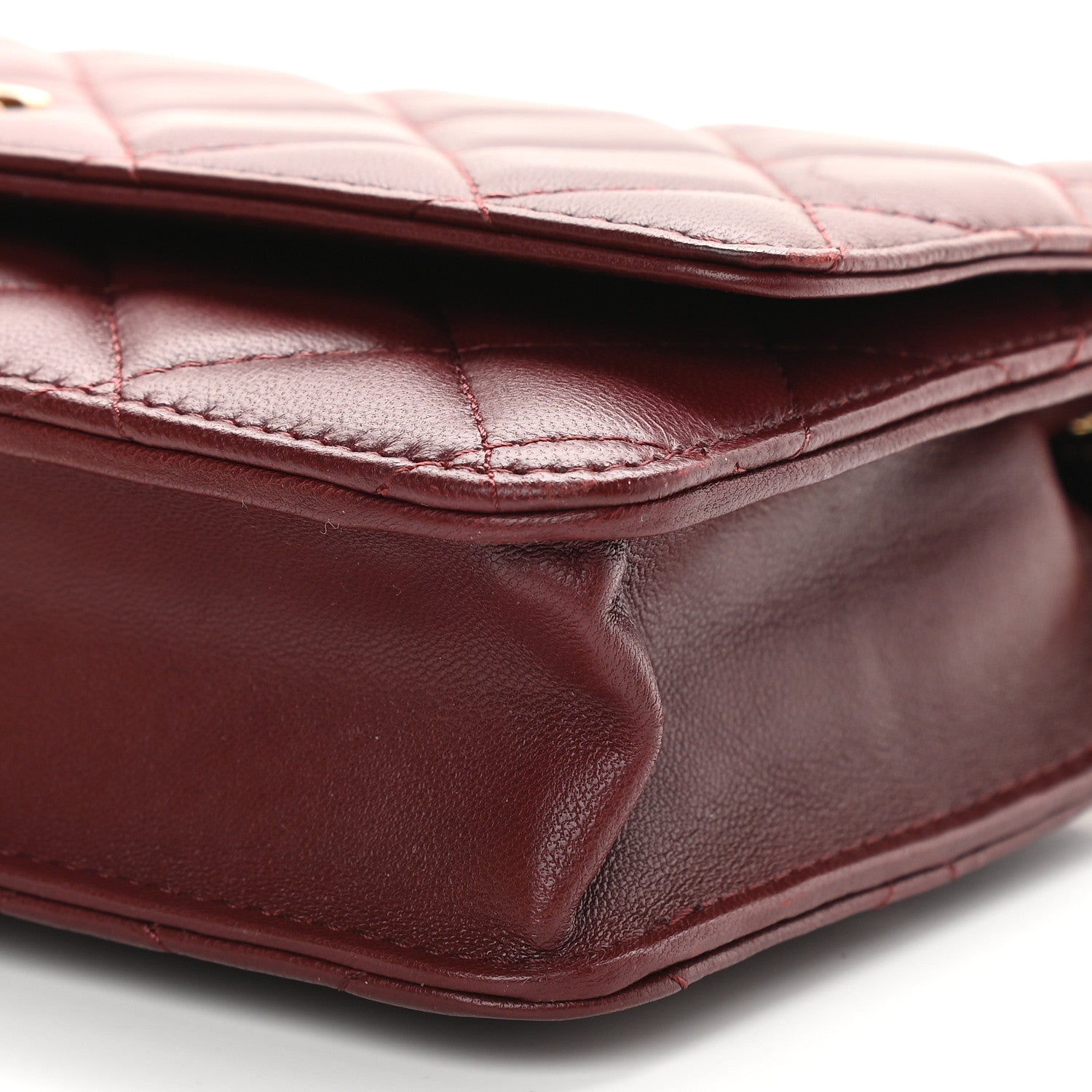 Chanel Lambskin Quilted Wallet On Chain WOC Burgundy 10 of 10