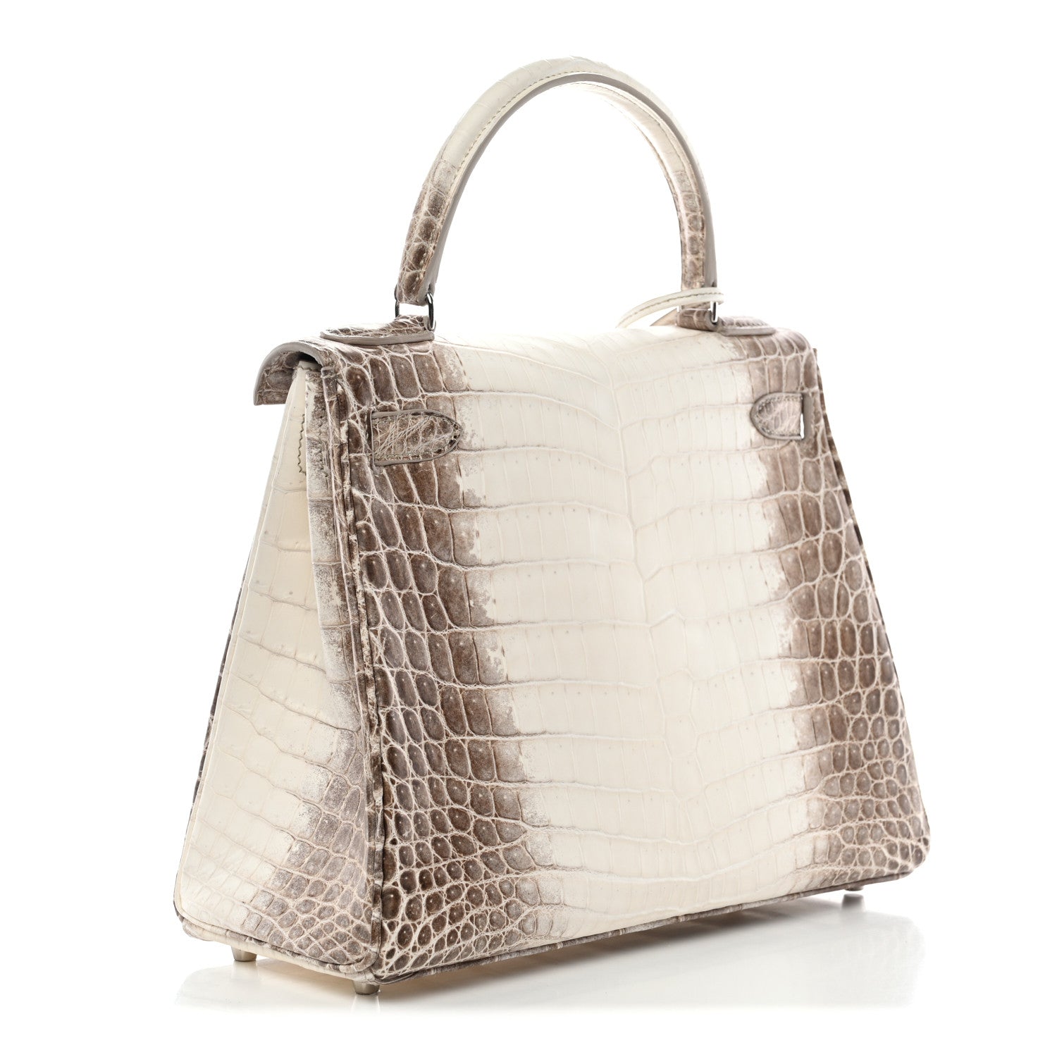 Hermes Matte Niloticus Crocodile 18K White Gold Diamond Himalaya Kelly Retourne 28 White 3 of 19