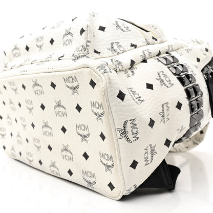 MCM Visetos Medium Side Studs Stark Backpack White 10 of 18