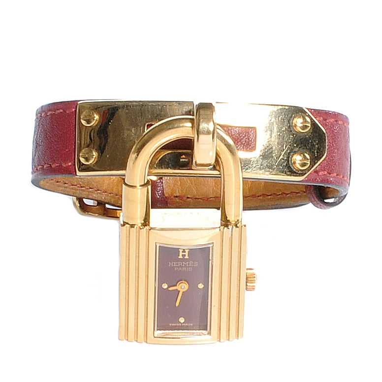 Hermes Stainless Steel Clemence 20mm Kelly Cadena Quartz Watch Rouge 1 of 6