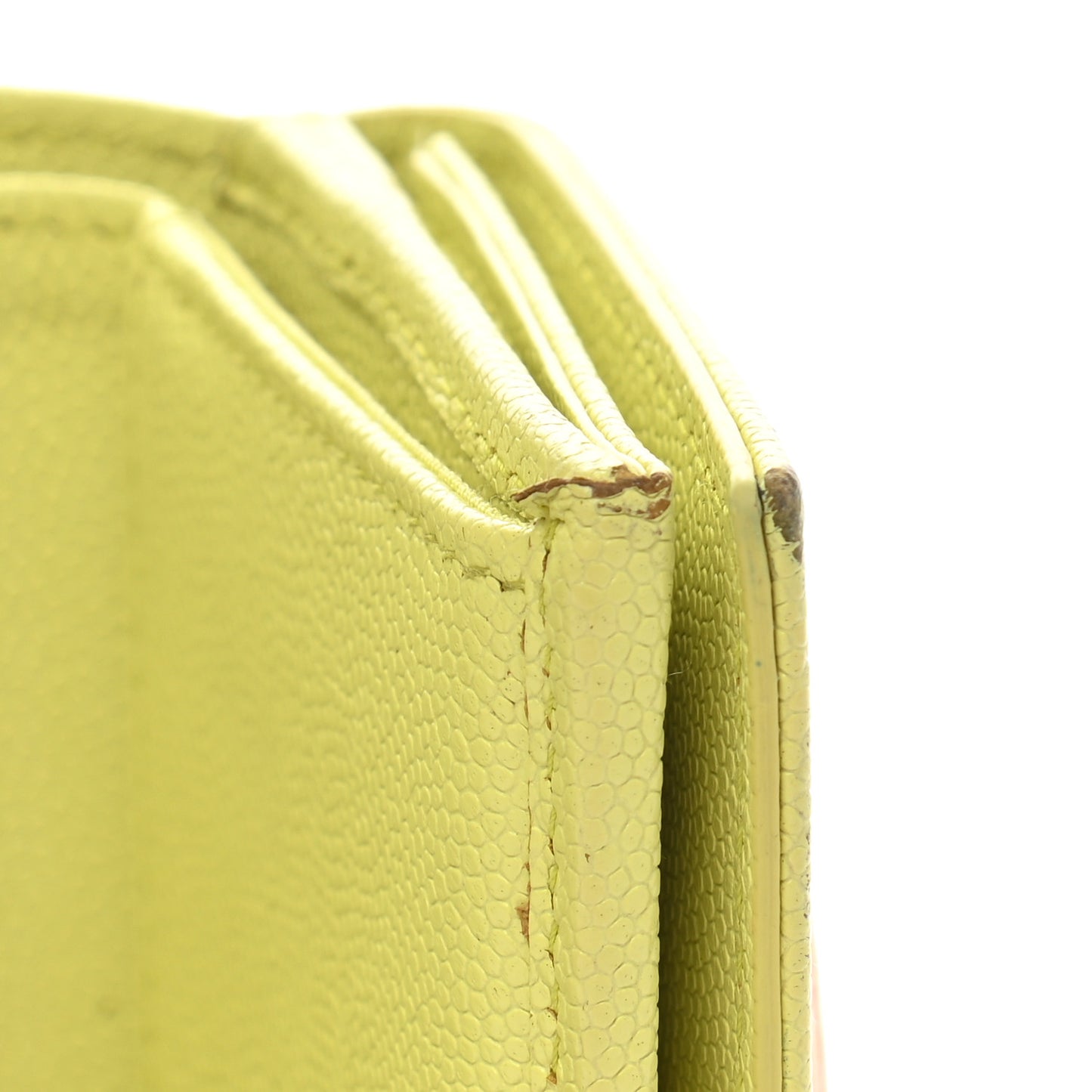 Caviar Tri-Fold Wallet Light Pink Light Green