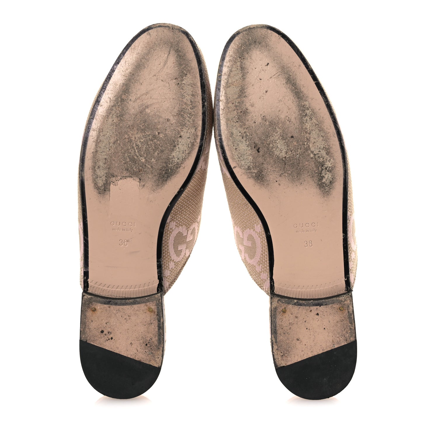 Monogram Macro GG Nappa Charlotte Womens Princetown Slippers 38 Beige Perfect Pink