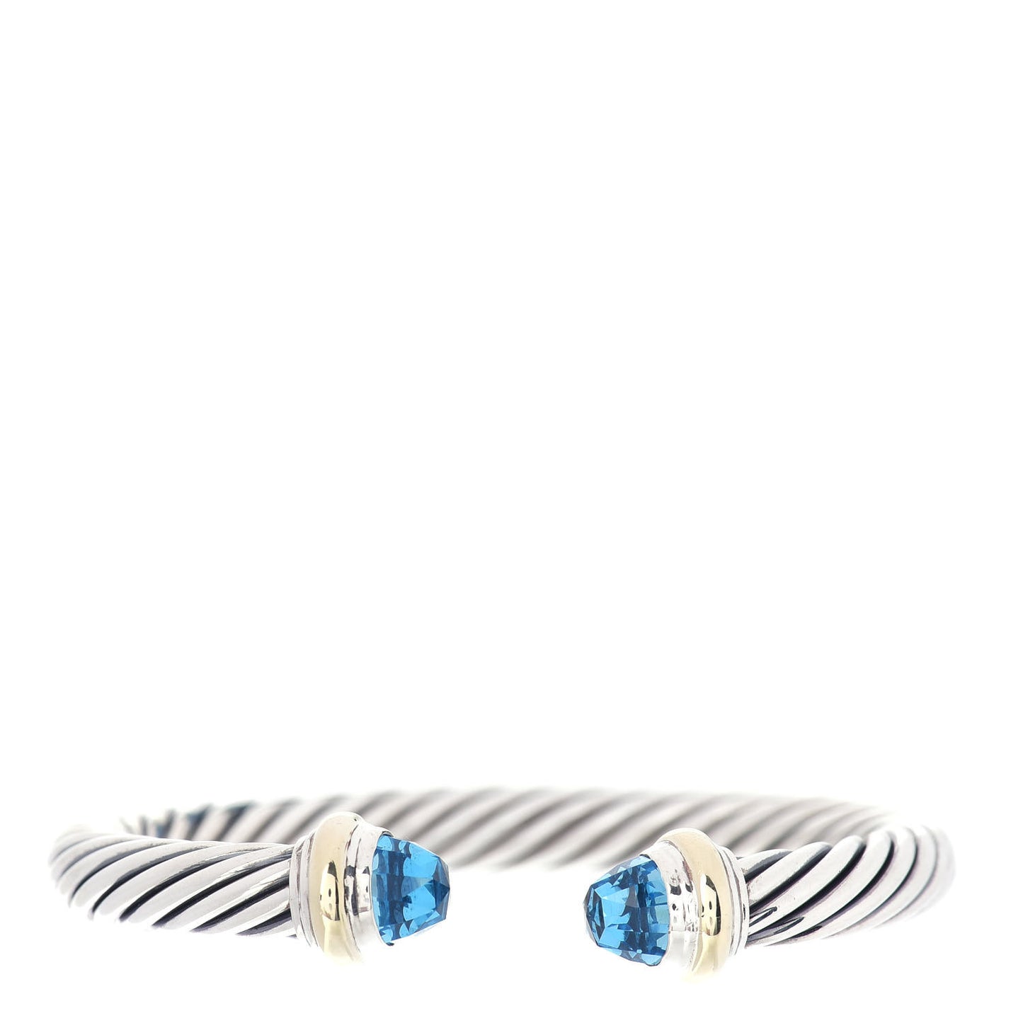 Sterling Silver 14K Yellow Gold Blue Topaz 7mm Cable Classics Bracelet