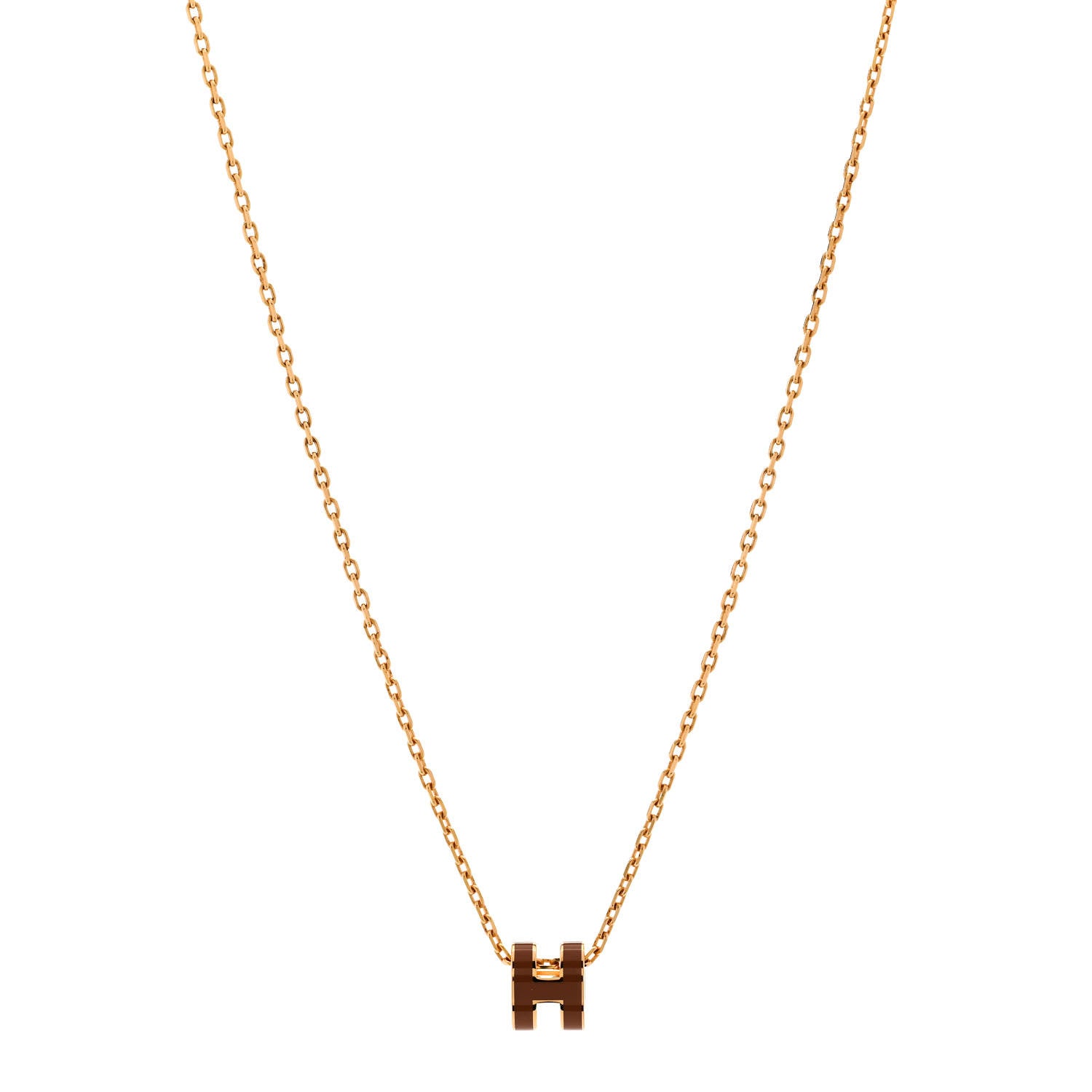 Hermes Lacquered Gold Mini Pop H Pendant Necklace New Gold 1 of 8