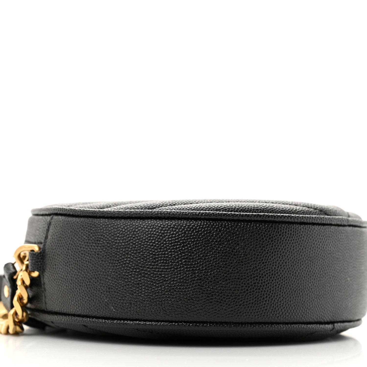 Saint Laurent Grain De Poudre Matelasse Chevron Quilted Round Vinyle Camera Bag Black 9 of 12
