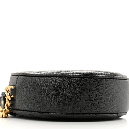 Saint Laurent Grain De Poudre Matelasse Chevron Quilted Round Vinyle Camera Bag Black 9 of 12