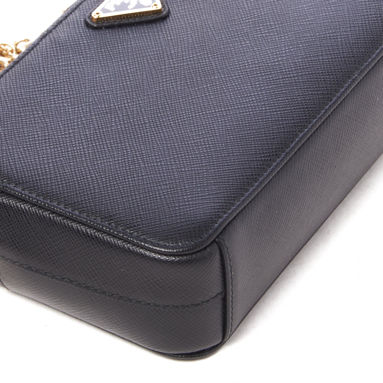 Prada Saffiano Lux Mini Double Zip Chain Crossbody Bag Black 5 of 10