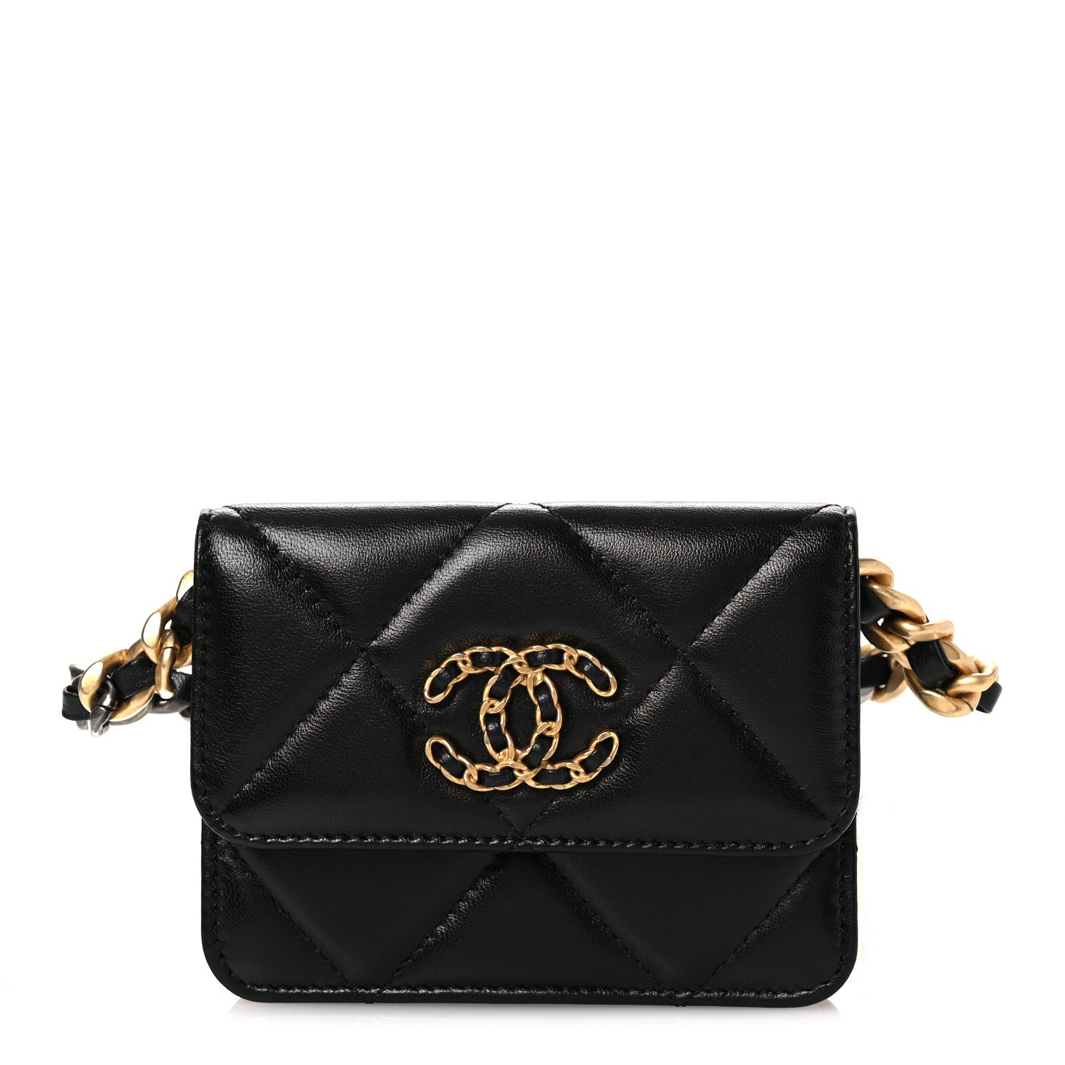 Chanel Lambskin Quilted Chanel 19 Flap Belt Bag Black 1 of 27