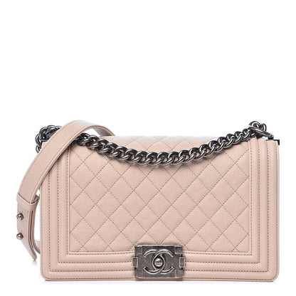 Chanel Caviar Quilted Medium Boy Flap Dark Beige 1 of 11