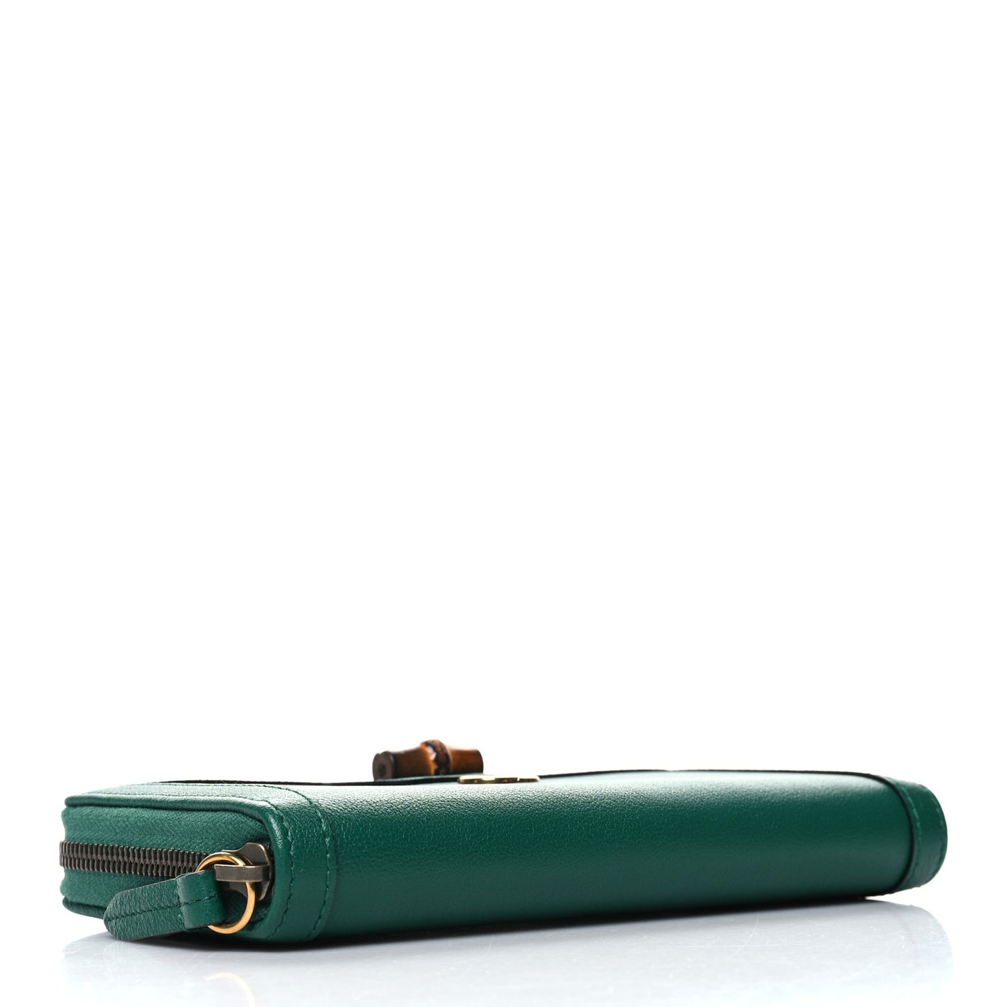 Wonka Grain Calfskin Diana Zip Around Continental Wallet Emerald