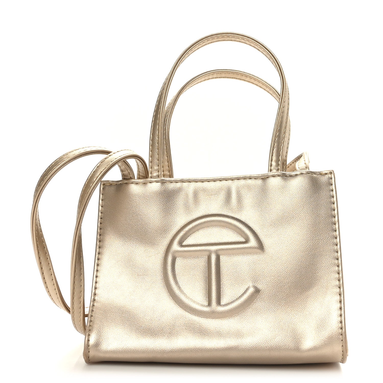 Telfar Metallic Vegan Leather Small Shopping Bag Gold 1 of 8