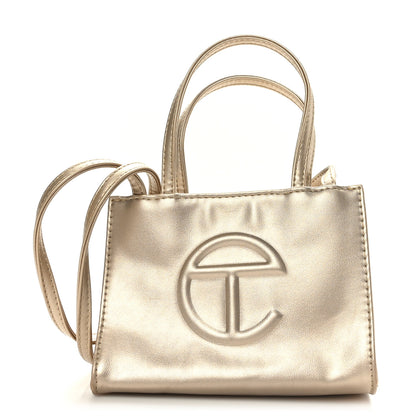 Telfar Metallic Vegan Leather Small Shopping Bag Gold 1 of 8