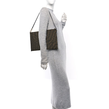 Fendi X SARAH COLEMAN Fabric Jacquard FF Vertigo Pochette Tobacco Moro Black 2 of 10