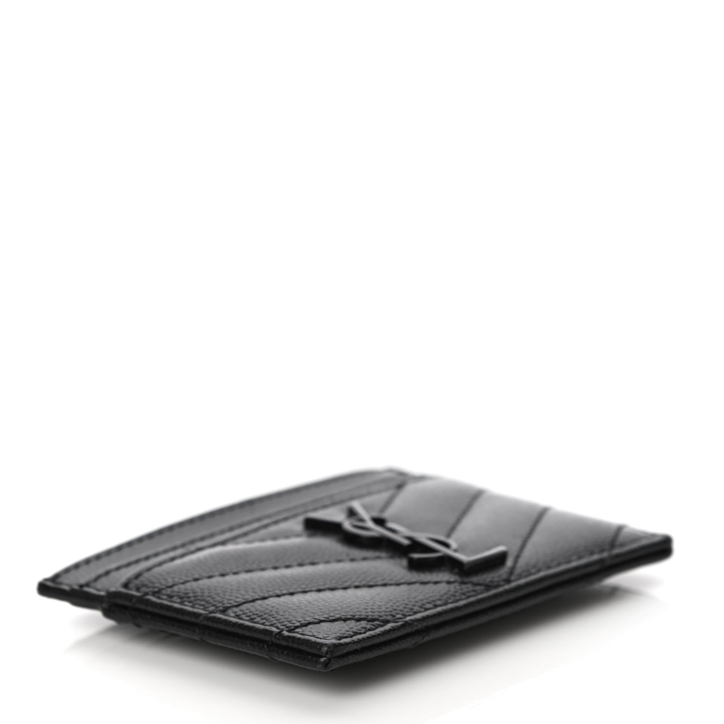 Grain De Poudre Matelasse Chevron Monogram Credit Card Case Black