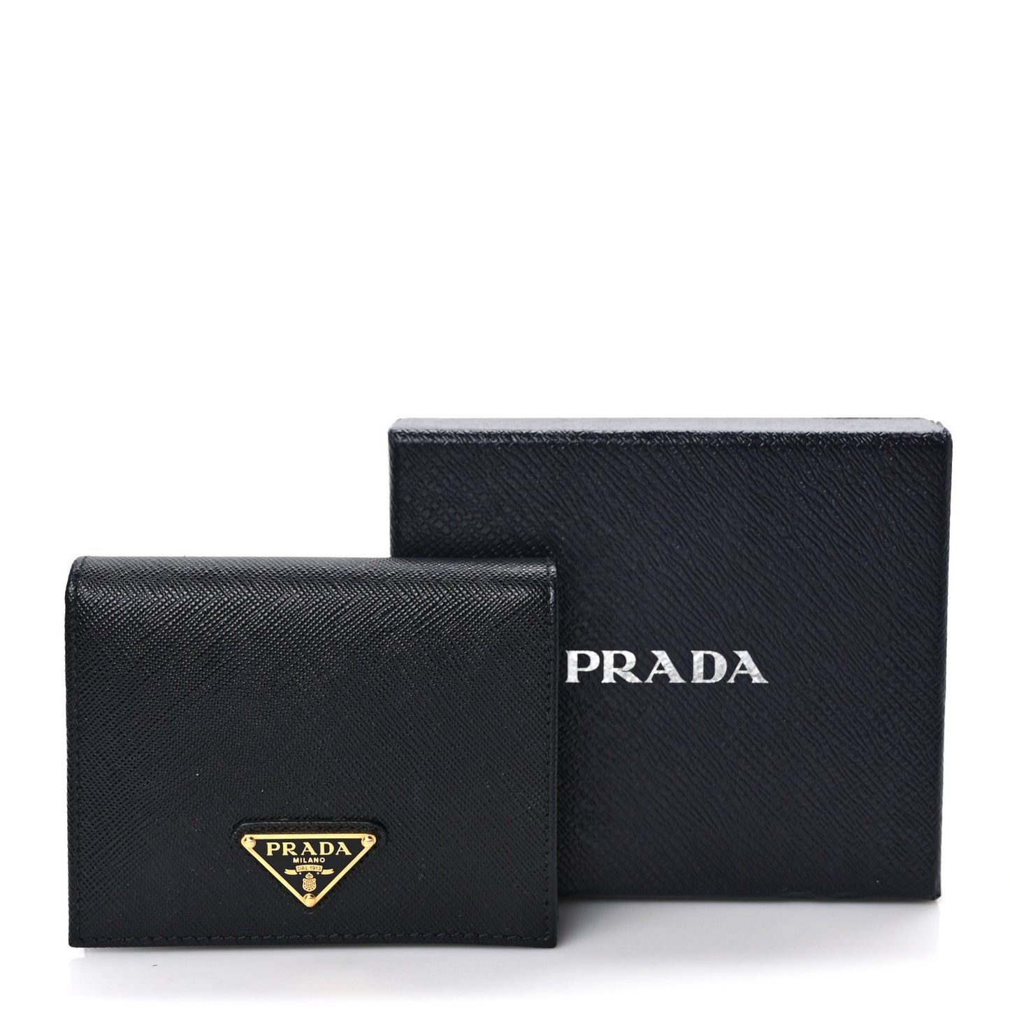 Saffiano Triangle Bi-Fold Wallet Black
