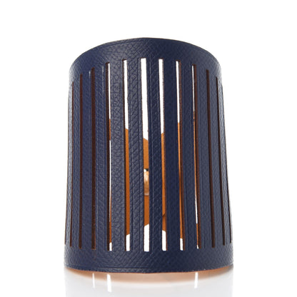 Hermes Epsom Petit H Ajoure Reversible Cuff Jaune D'Or Bleu De Malte 3 of 8