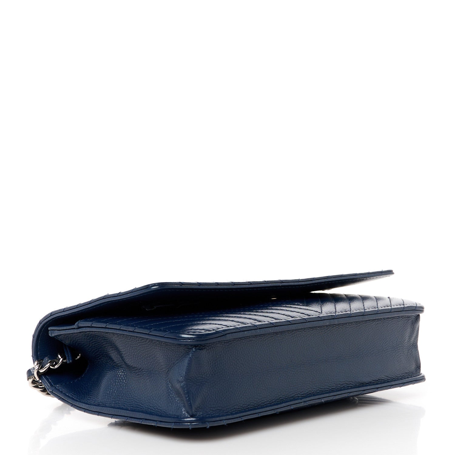 Chanel Caviar Chevron Wallet On Chain WOC Navy 3 of 10
