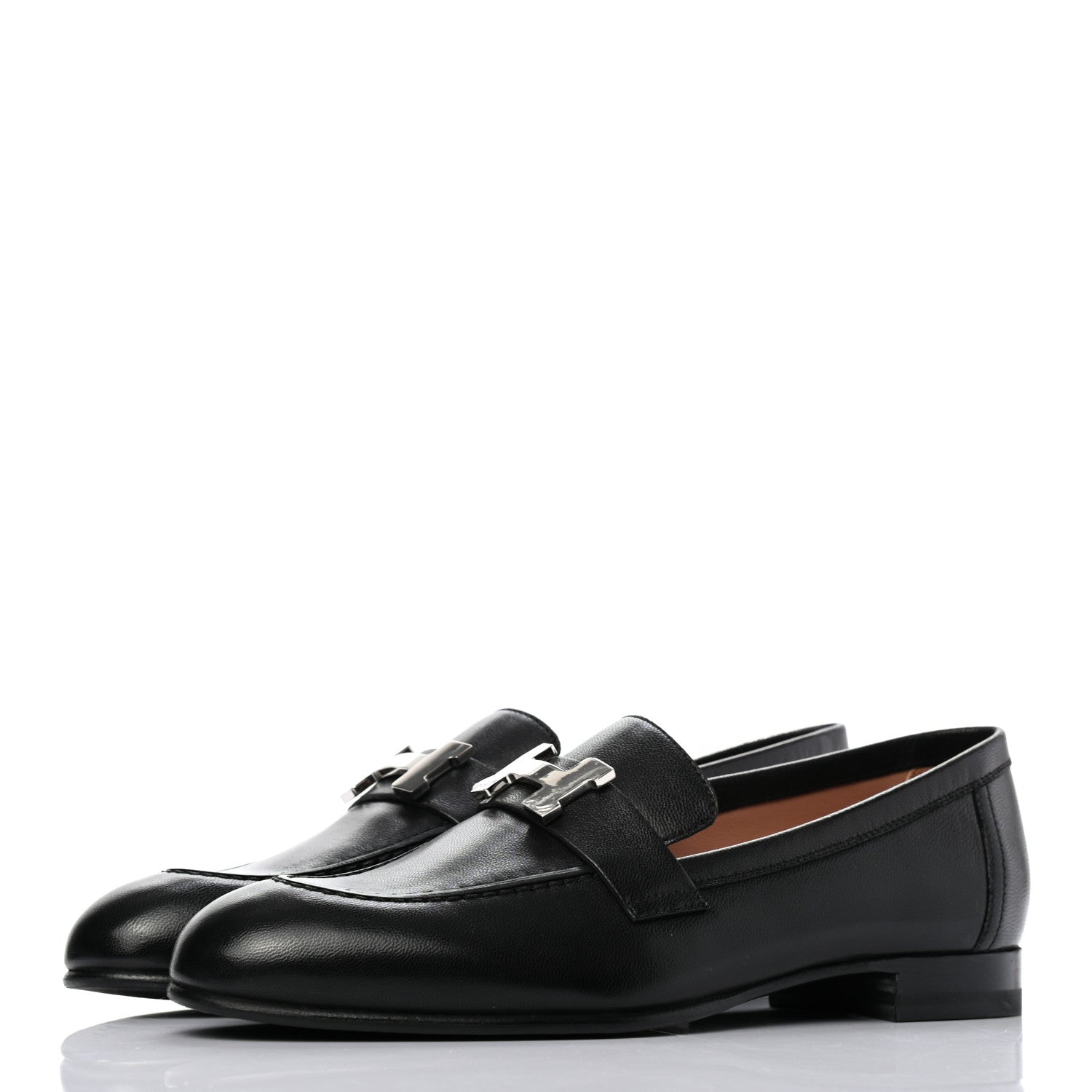 Hermes Goatskin Womens Paris Loafers 37 Black 3 of 8