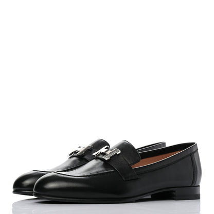 Hermes Goatskin Womens Paris Loafers 37 Black 3 of 8