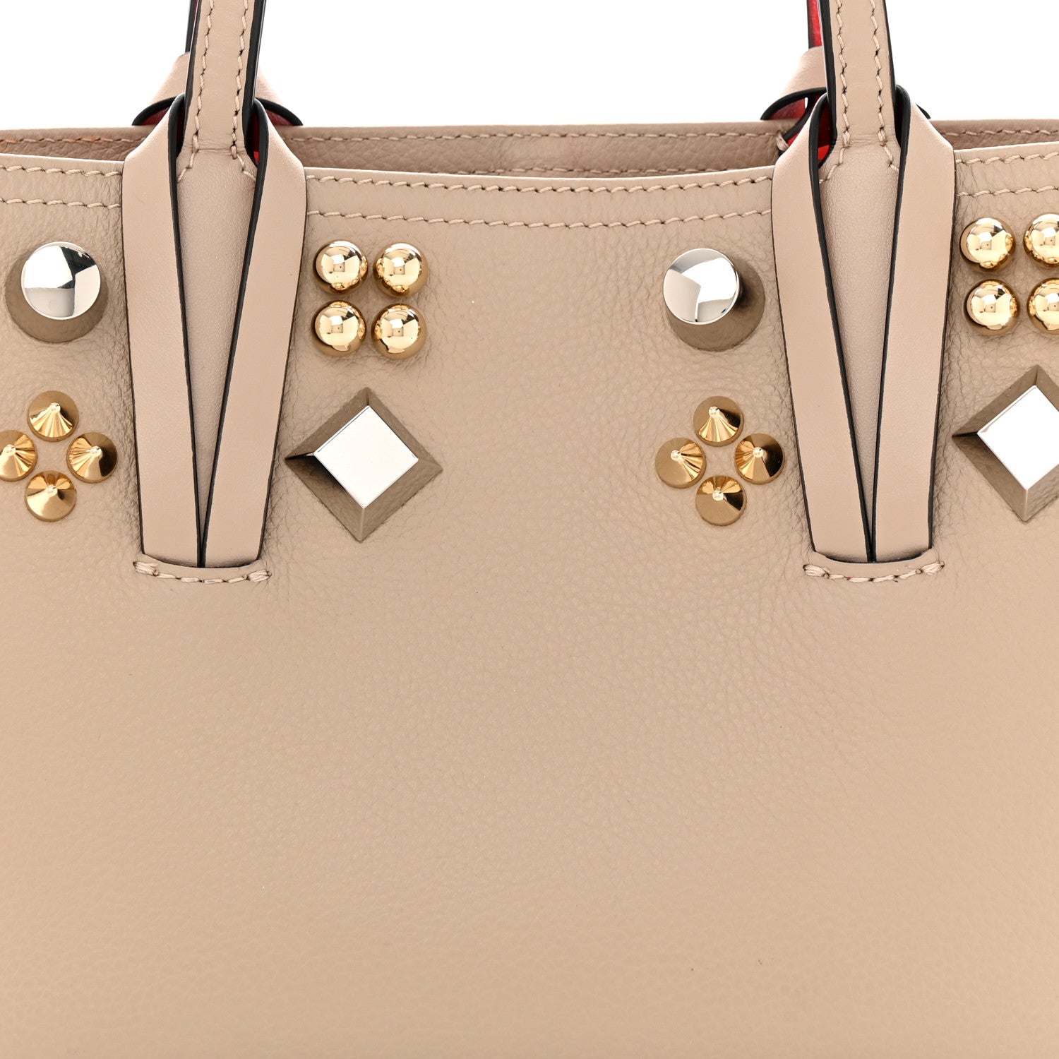Christian Louboutin Calfskin Empire Spike Studded Mini East West Cabata Tote Feve 8 of 13