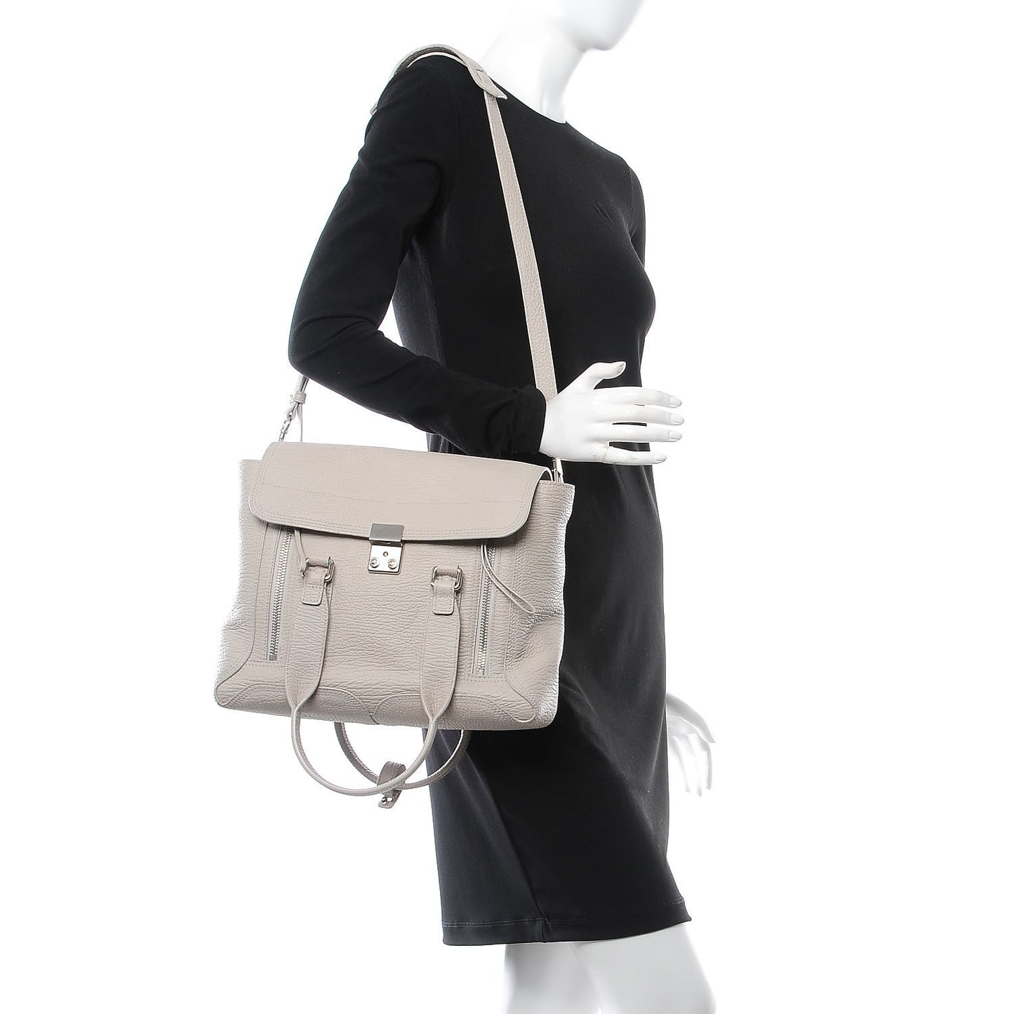3.1 Textured Calfskin Medium Pashli Satchel Tote Pelle Feather