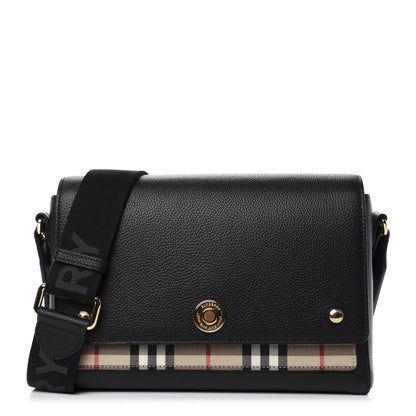 Burberry Grainy Calfskin Vintage Check Note Crossbody Bag Black 1 of 9