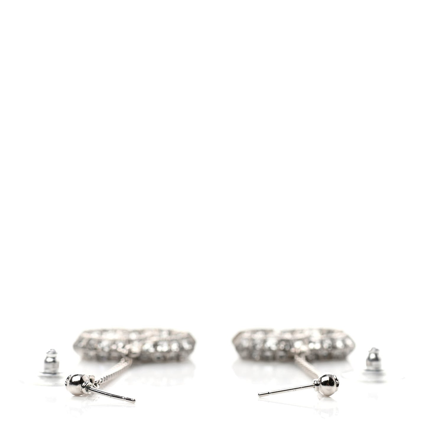 Baguette Crystal CC Drop Earrings Silver